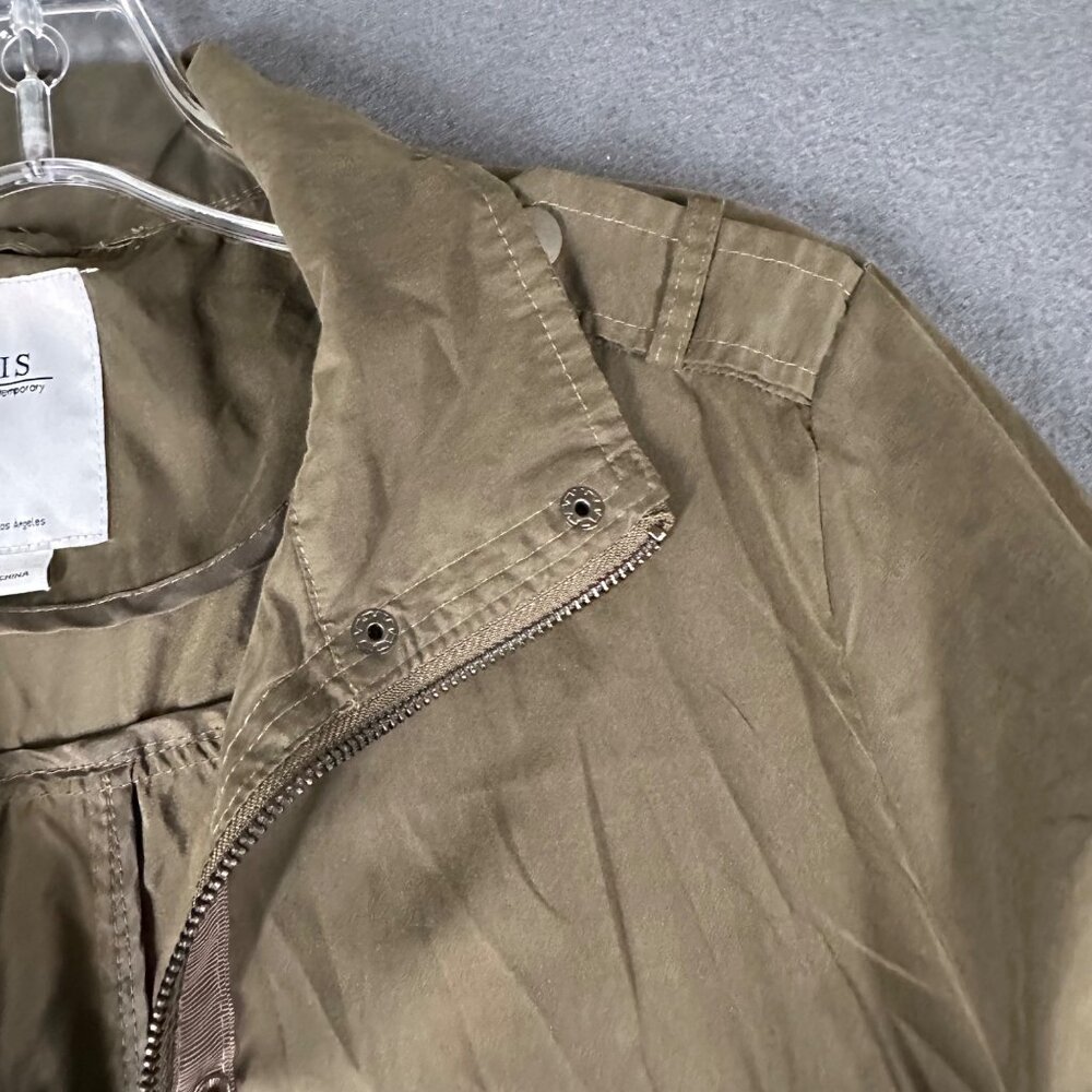 Iris Los Angeles Womens L Green Utility Militar Front Zip Button Jacket - Picture 9 of 13